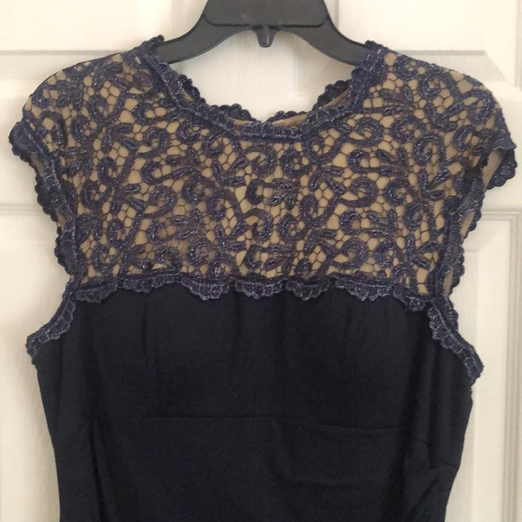 Dark navy Alex Evenings formal with matching sheer wrap - Picture 1 of 6